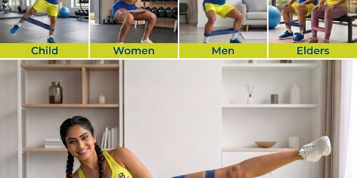 Woman practising mat Pilates at home with a Beneindio mini loop band