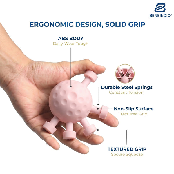 Beneindio Hand Grip Strengthener (25-30kg) - Round Ergonomic Forearm Exerciser- Pink